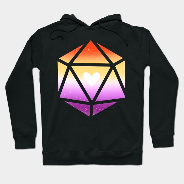 Lesbian Leviathan Pride Heart D20 Dice Hoodie by TheDoodlemancer